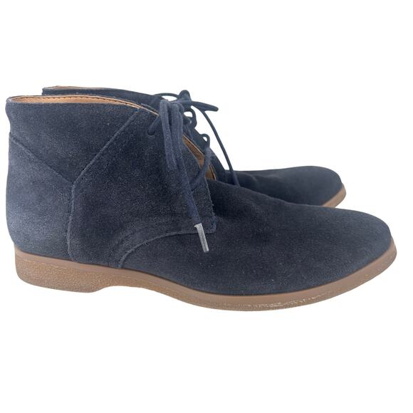 Franco Sarto Boots Size 6.5 Blue Suede Percy Chukka Ankle Bootie Leather Lace Up - Picture 2 of 8